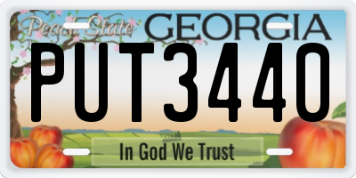 GA license plate PUT3440