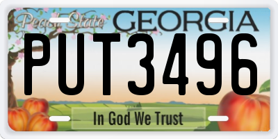 GA license plate PUT3496