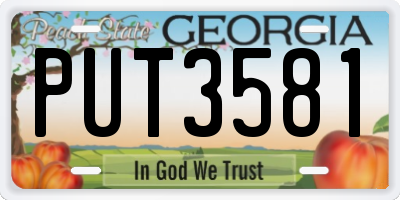 GA license plate PUT3581
