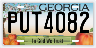 GA license plate PUT4082