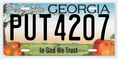 GA license plate PUT4207