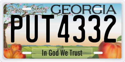 GA license plate PUT4332