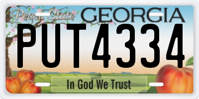 GA license plate PUT4334