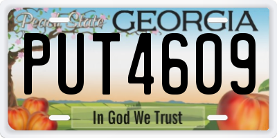 GA license plate PUT4609