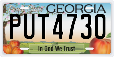GA license plate PUT4730