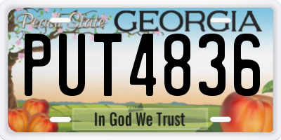 GA license plate PUT4836