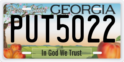GA license plate PUT5022