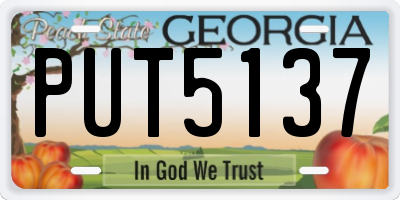 GA license plate PUT5137