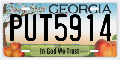 GA license plate PUT5914
