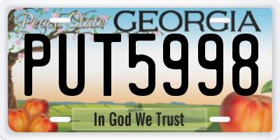 GA license plate PUT5998
