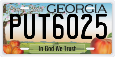GA license plate PUT6025