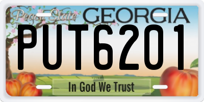 GA license plate PUT6201