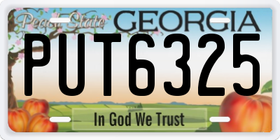 GA license plate PUT6325