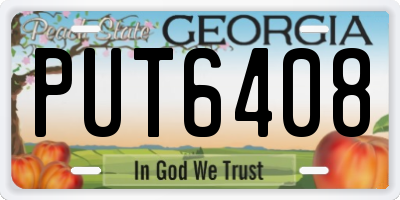 GA license plate PUT6408