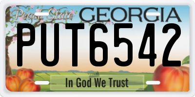GA license plate PUT6542