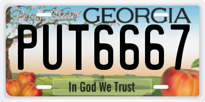 GA license plate PUT6667