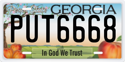 GA license plate PUT6668