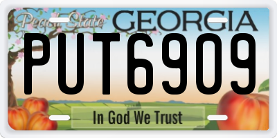 GA license plate PUT6909