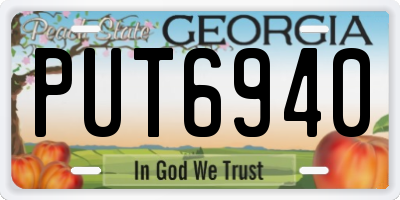 GA license plate PUT6940