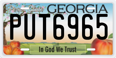 GA license plate PUT6965