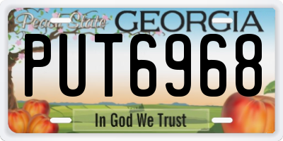 GA license plate PUT6968