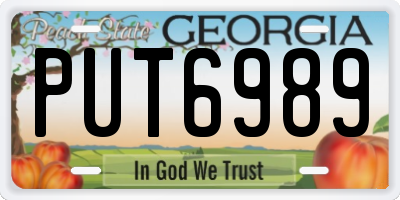 GA license plate PUT6989