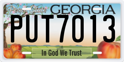 GA license plate PUT7013