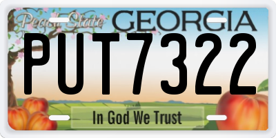 GA license plate PUT7322