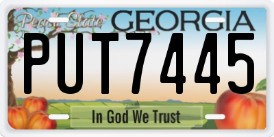 GA license plate PUT7445