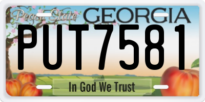 GA license plate PUT7581