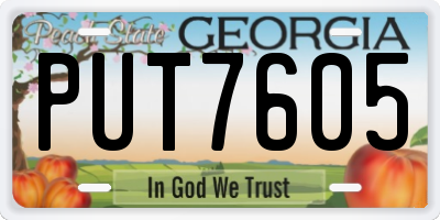 GA license plate PUT7605