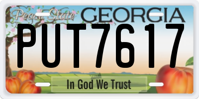 GA license plate PUT7617