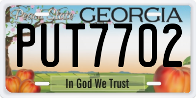 GA license plate PUT7702