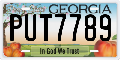 GA license plate PUT7789