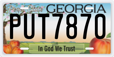 GA license plate PUT7870
