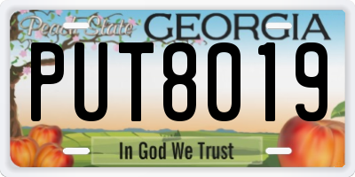 GA license plate PUT8019