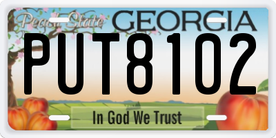 GA license plate PUT8102