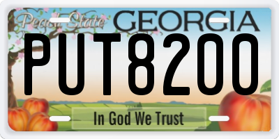 GA license plate PUT8200
