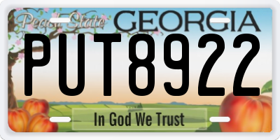 GA license plate PUT8922