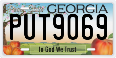 GA license plate PUT9069