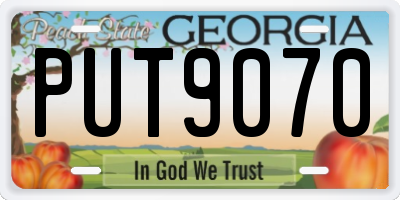 GA license plate PUT9070