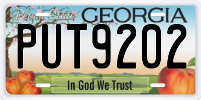 GA license plate PUT9202