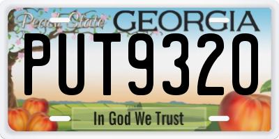 GA license plate PUT9320
