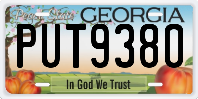 GA license plate PUT9380