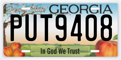 GA license plate PUT9408