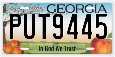 GA license plate PUT9445