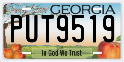GA license plate PUT9519