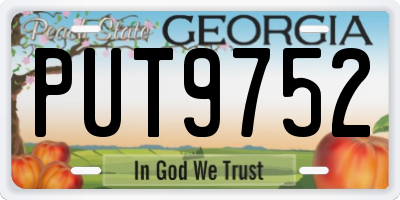 GA license plate PUT9752