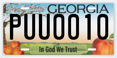 GA license plate PUU0010