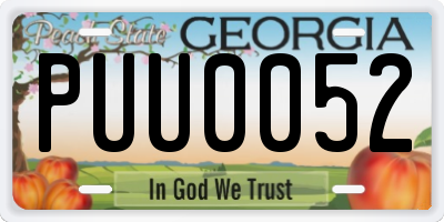 GA license plate PUU0052